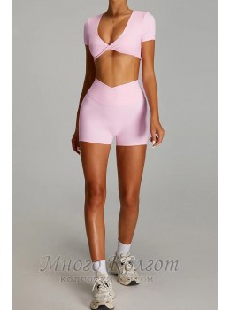 Женский фитнес комплект Crop T-shirt + Shorts model 188